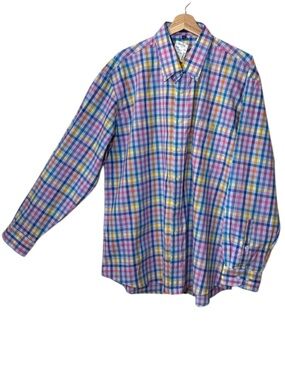 Alan Flusser Carnival Multicolor Plaid Button-Down Shirt Size XL